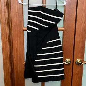 Black and white strapless dress